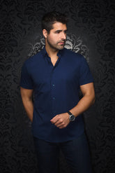 Chemise manches courtes en Knit pour homme par Au Noir | ALEX (SS) SLD Marine | Machemise.ca, inventaire complet de la marque Au Noir