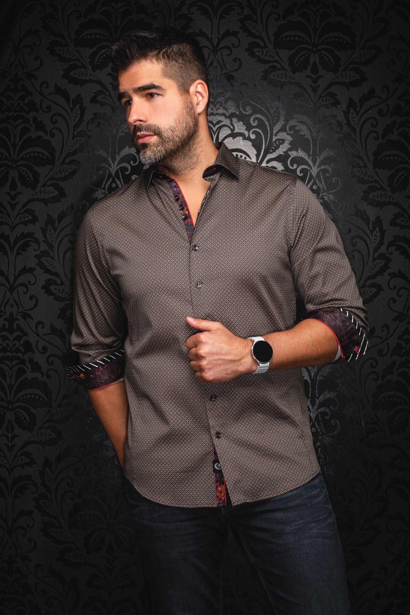 Long-sleeve shirt BANGALORE Black Beige
