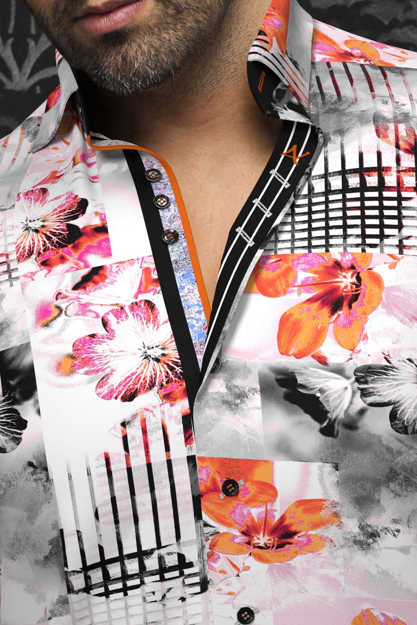 Chemise manches longues pour homme par Au Noir | BRENTANO Orange Rose | Machemise.ca, inventaire complet de la marque Au Noir