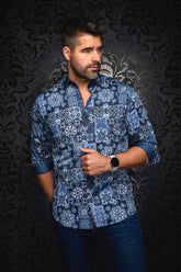 Chemise manches longues pour homme par Au Noir | CLOVIS Marine Blanc | Machemise.ca, inventaire complet de la marque Au Noir
