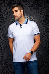 Polo pour homme par Au Noir | DARREN Blanc Bleu | Machemise.ca, inventaire complet de la marque Au Noir