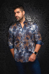 Chemise manches longues pour homme par Au Noir | JASPER Bleu Marron | Machemise.ca, inventaire complet de la marque Au Noir