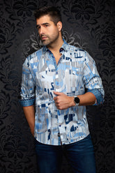 Long sleeve stretch cotton shirt | LAJEDO Grey