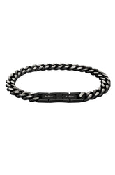 Men's black chain bracelet with silver-toned link faces and Au Noir logo clasp, product view