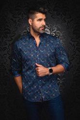 Chemise manches longues pour homme par Au Noir | METROPOLIS Marine Rouge | Machemise.ca, inventaire complet de la marque Au Noir