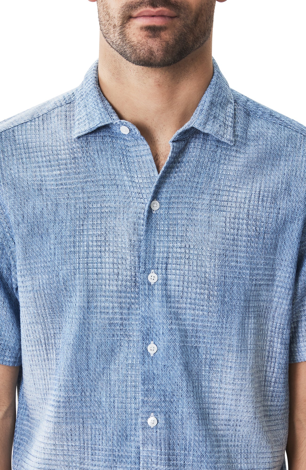 Chemise tissée à manches courtes pour homme par Robert Barakett | RB51564 Ferris Bleu | Machemise.ca, vêtements mode pour hommes