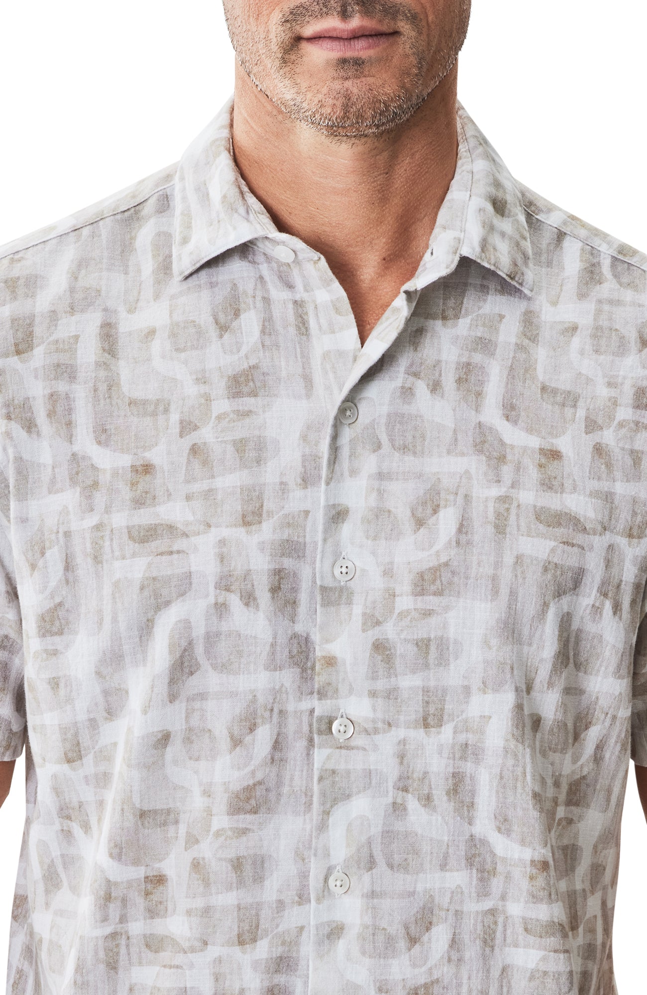 Chemise tissée à manches courtes pour homme par Robert Barakett | RB51573 Steinway Beige | Machemise.ca, vêtements mode pour hommes