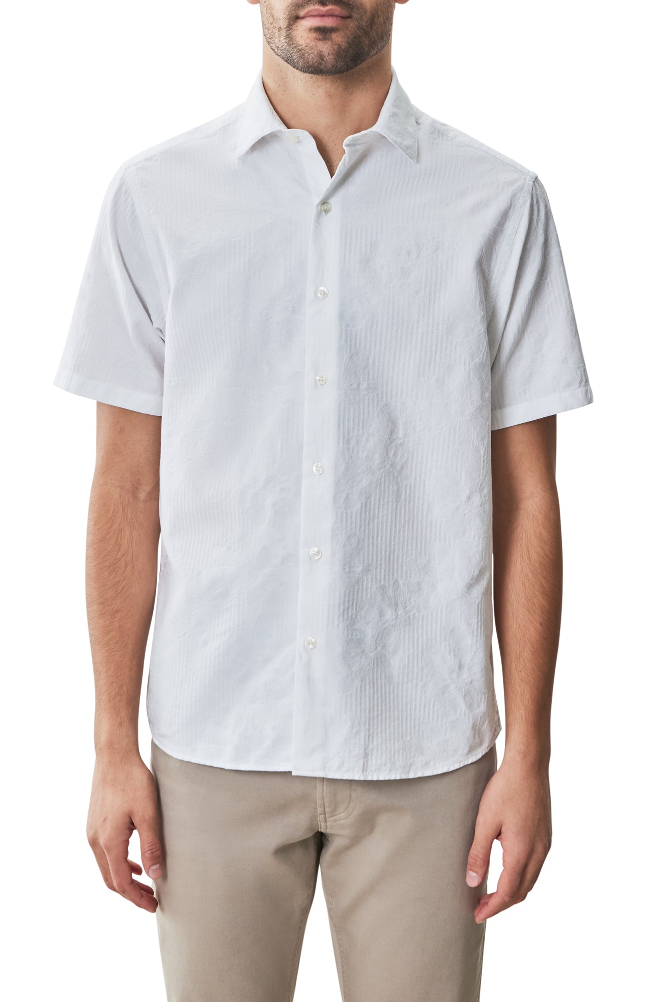 Chemise tissée à manches courtes pour homme par Robert Barakett | RB51582 Silverlake Blanc | Machemise.ca, vêtements mode pour hommes