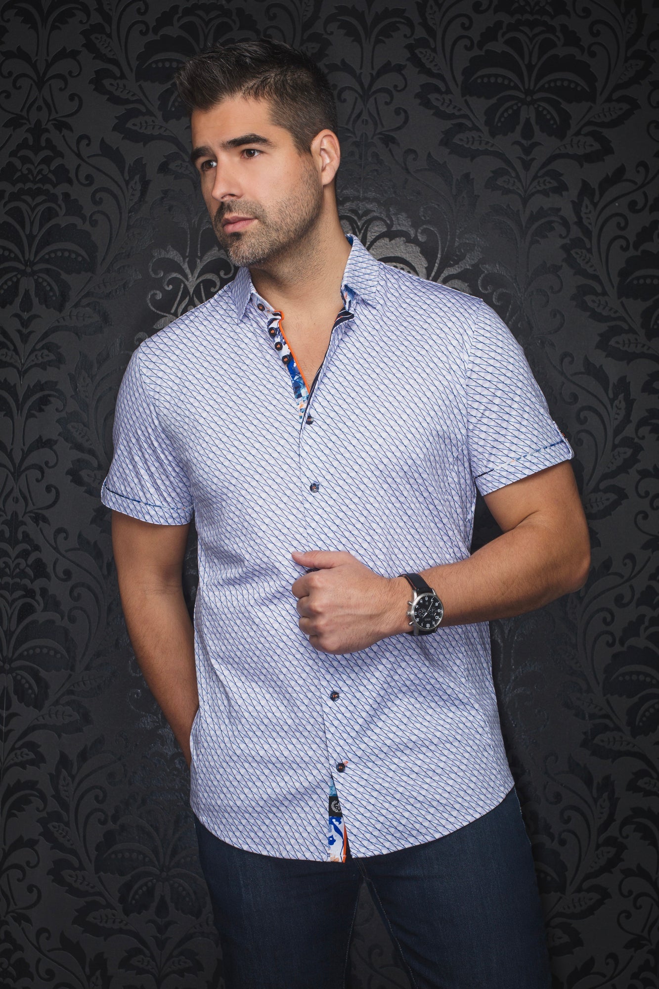 Chemise manches courtes en Knit pour homme par Au Noir | PORTLAND(SS) Lavande | Machemise.ca, inventaire complet de la marque Au Noir