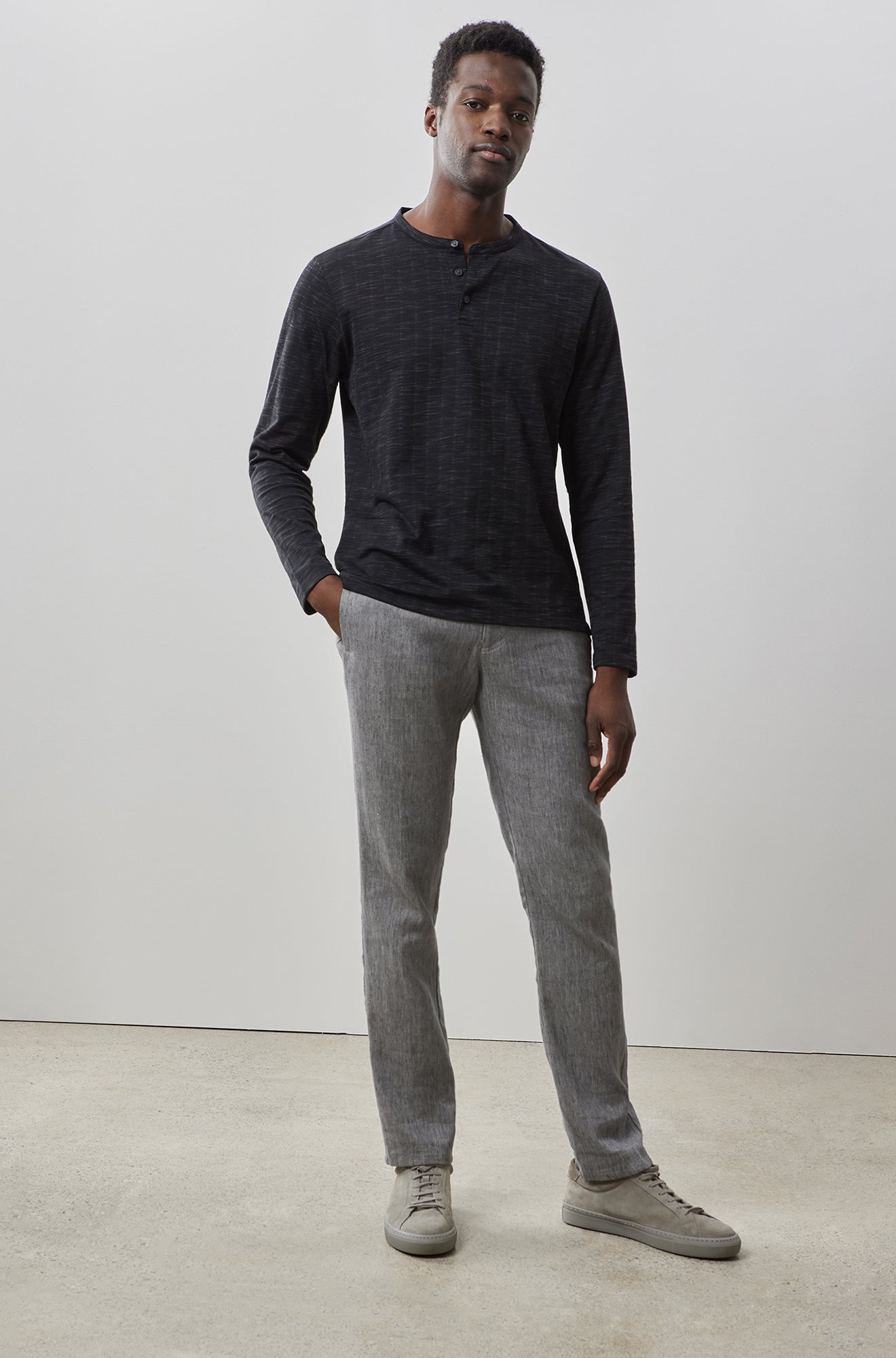 Chandail Henley pour homme par Robert Barakett | RB41063 Emerson Noir | Machemise.ca, vêtements mode pour hommes