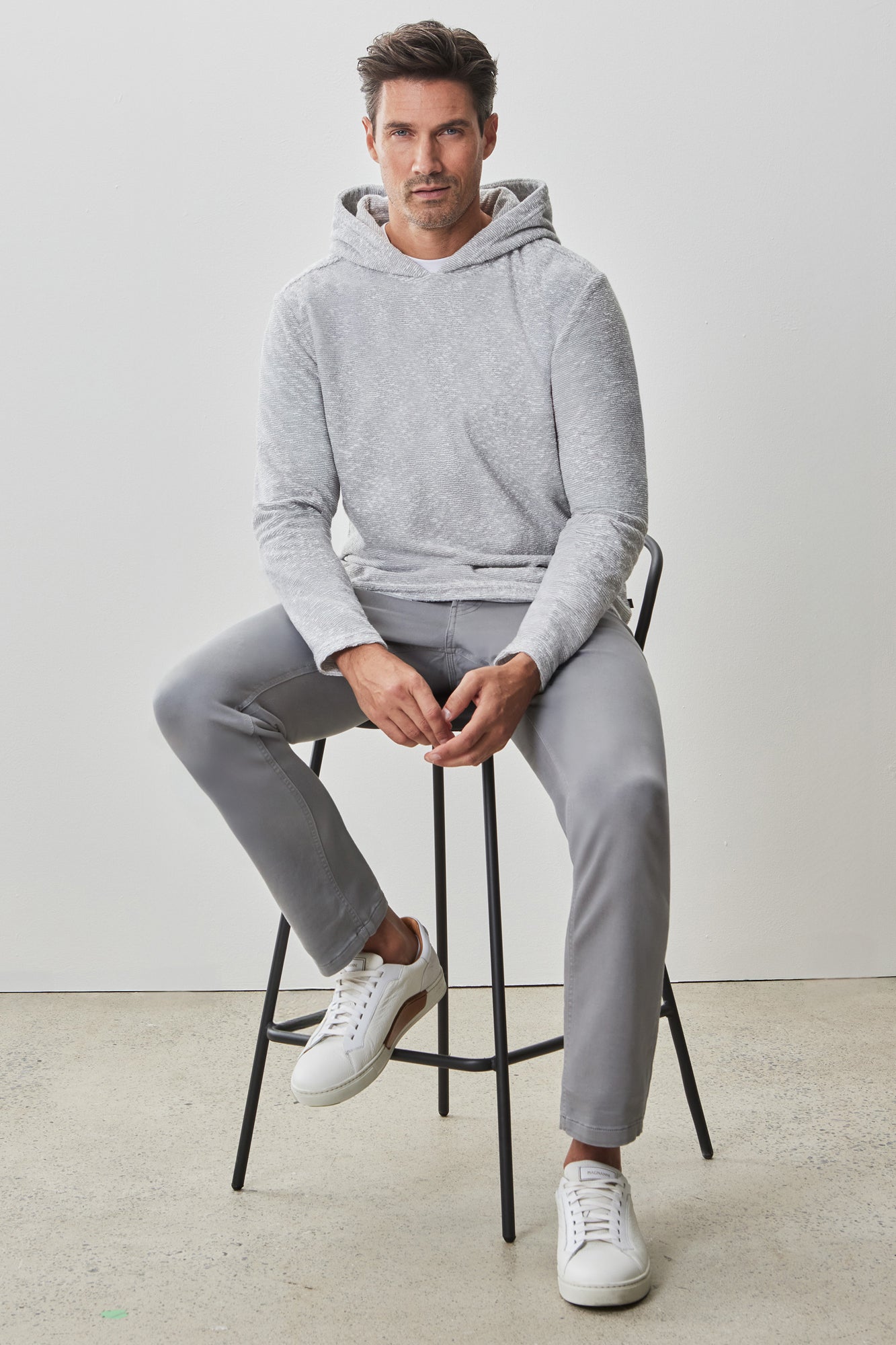 Coton ouaté rayé pour homme par Robert Barakett | RB51049 Ramsen Gris | Machemise.ca, vêtements mode pour hommes