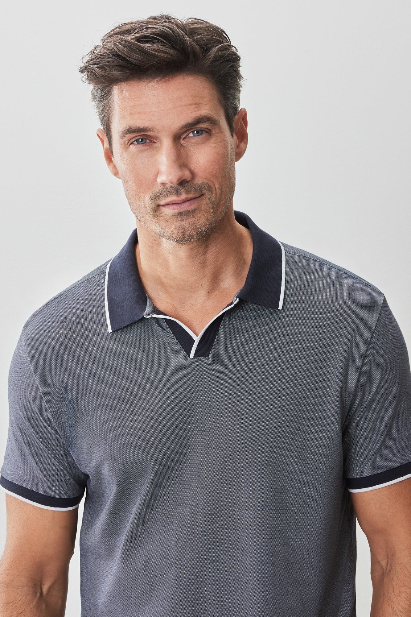 Polo à col ouvert pour homme par Robert Barakett | RB51080 Northpark Marine Bleu | Machemise.ca, vêtements mode pour hommes
