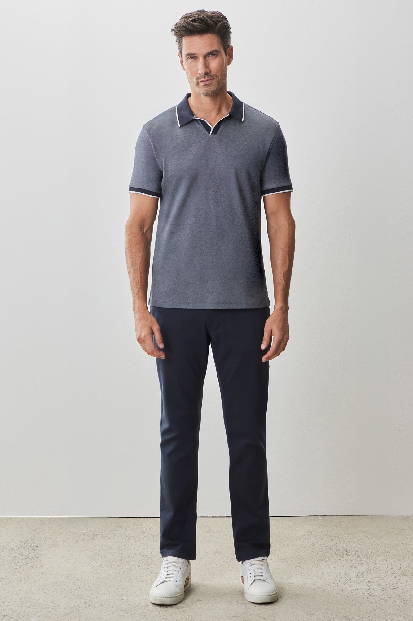 Polo à col ouvert pour homme par Robert Barakett | RB51080 Northpark Marine Bleu | Machemise.ca, vêtements mode pour hommes