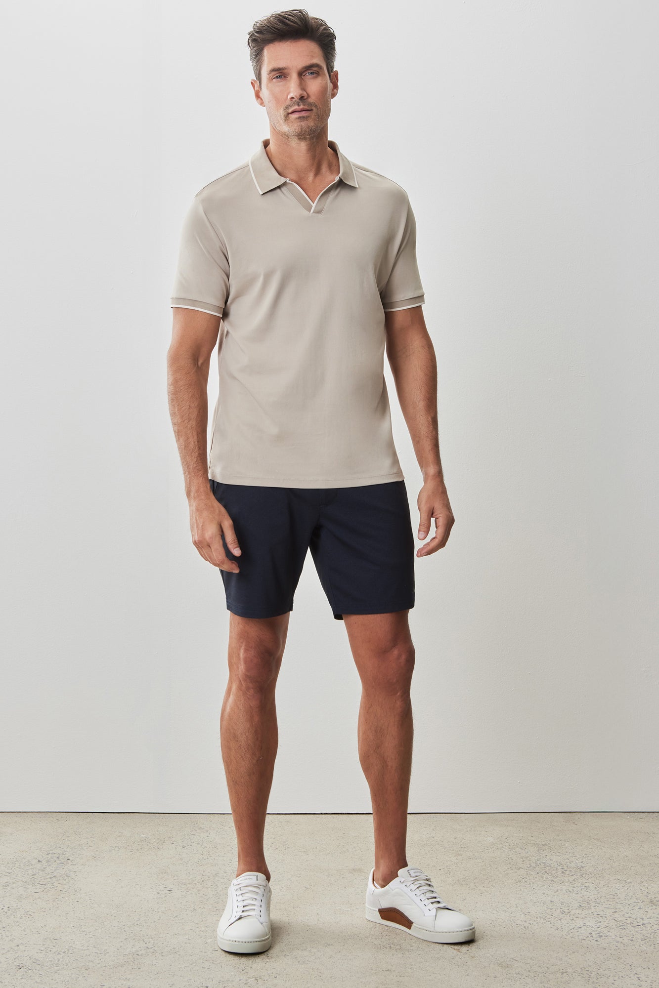 Polo à col ouvert pour homme par Robert Barakett | RB51080 Northpark Beige | Machemise.ca, vêtements mode pour hommes