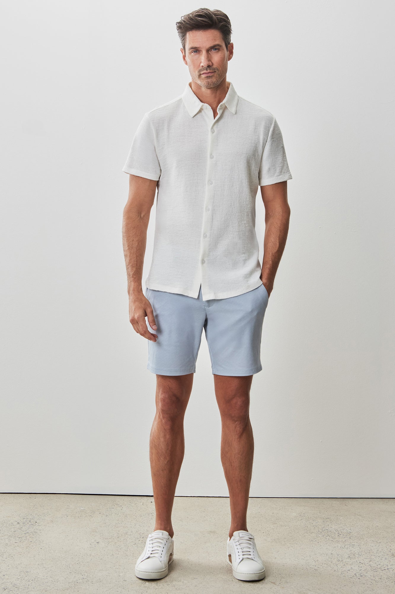 Chemise manches courtes en Knit pour homme par Robert Barakett | RB51155 Newman Blanc | Machemise.ca, vêtements mode pour hommes