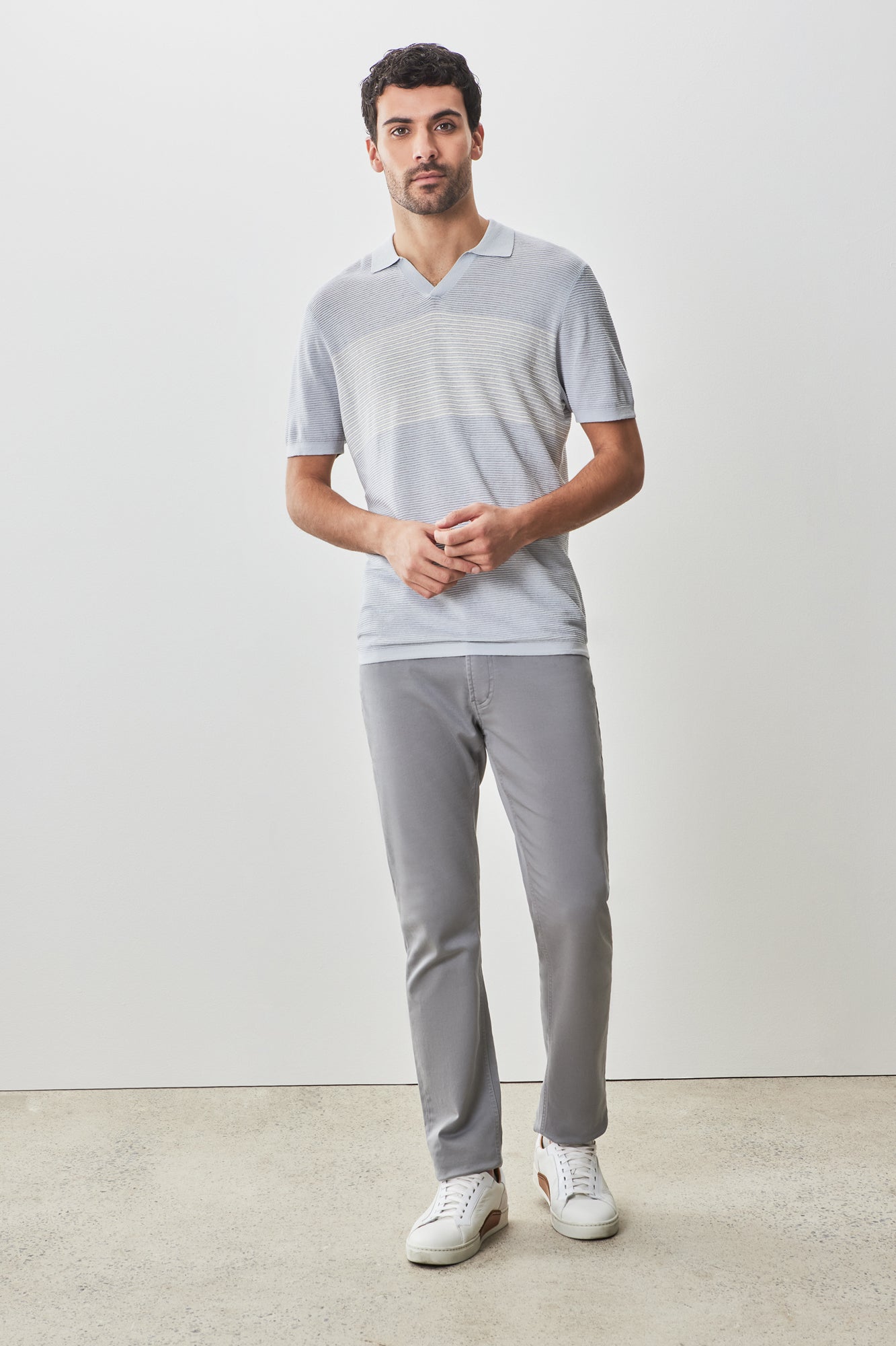 Polo col ouvert pour homme par Robert Barakett | RB51208 Orion Gris Clair | Machemise.ca, vêtements mode pour hommes