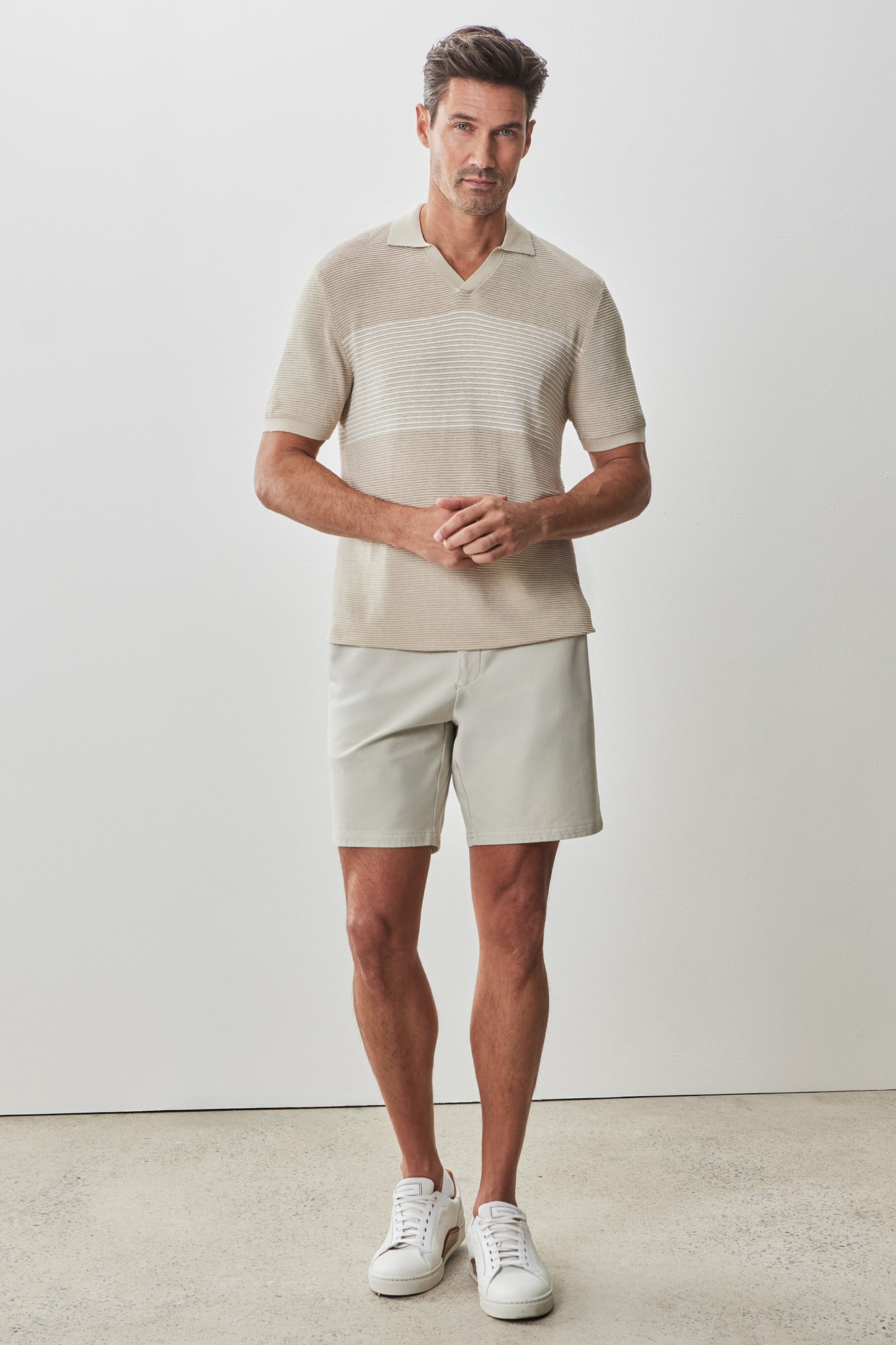 Polo col ouvert pour homme par Robert Barakett | RB51208 Orion Beige | Machemise.ca, vêtements mode pour hommes