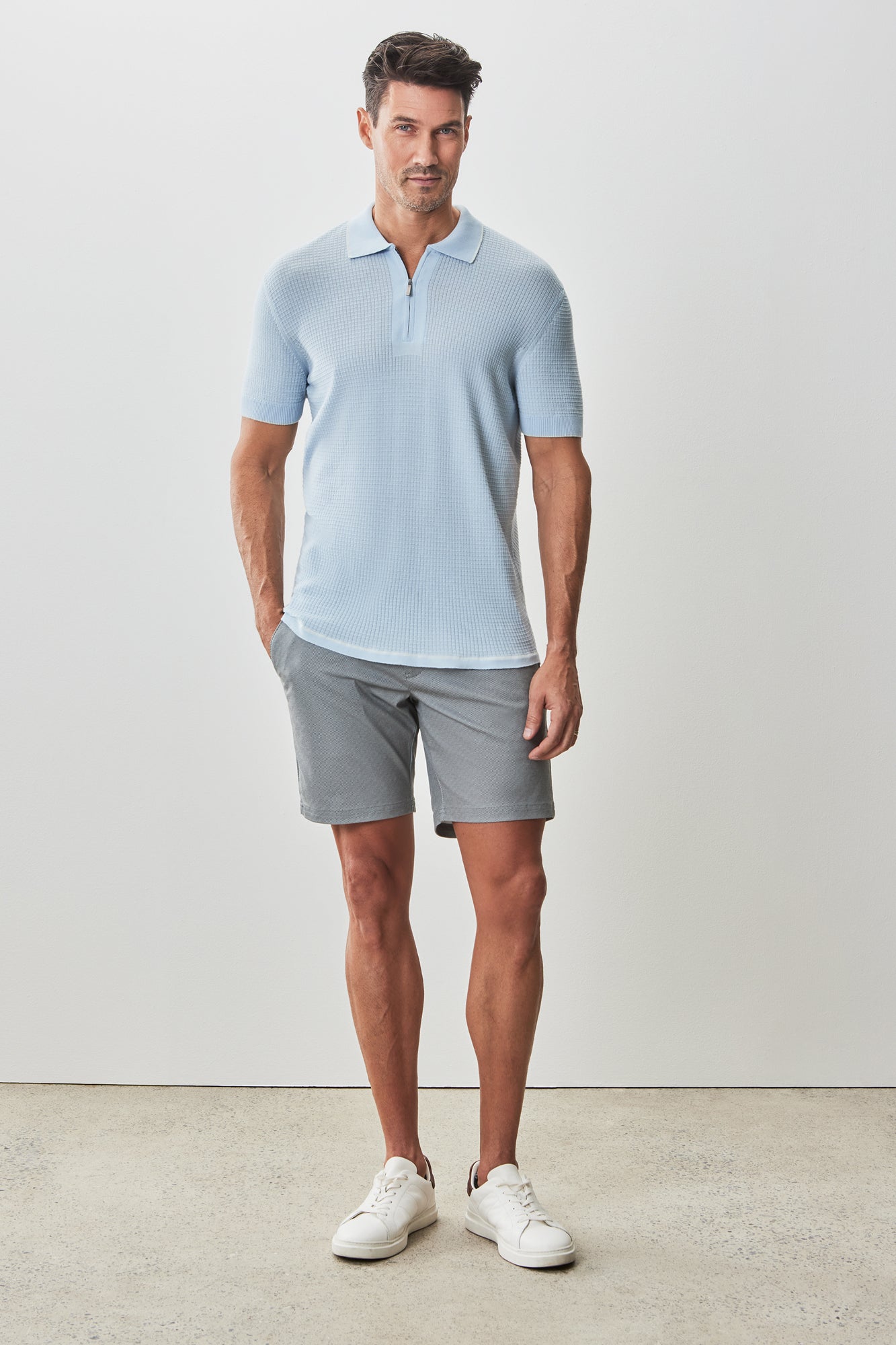 Polo avec zipper pour homme par Robert Barakett | RB51209 Denton Bleu Pâle | Machemise.ca, vêtements mode pour hommes