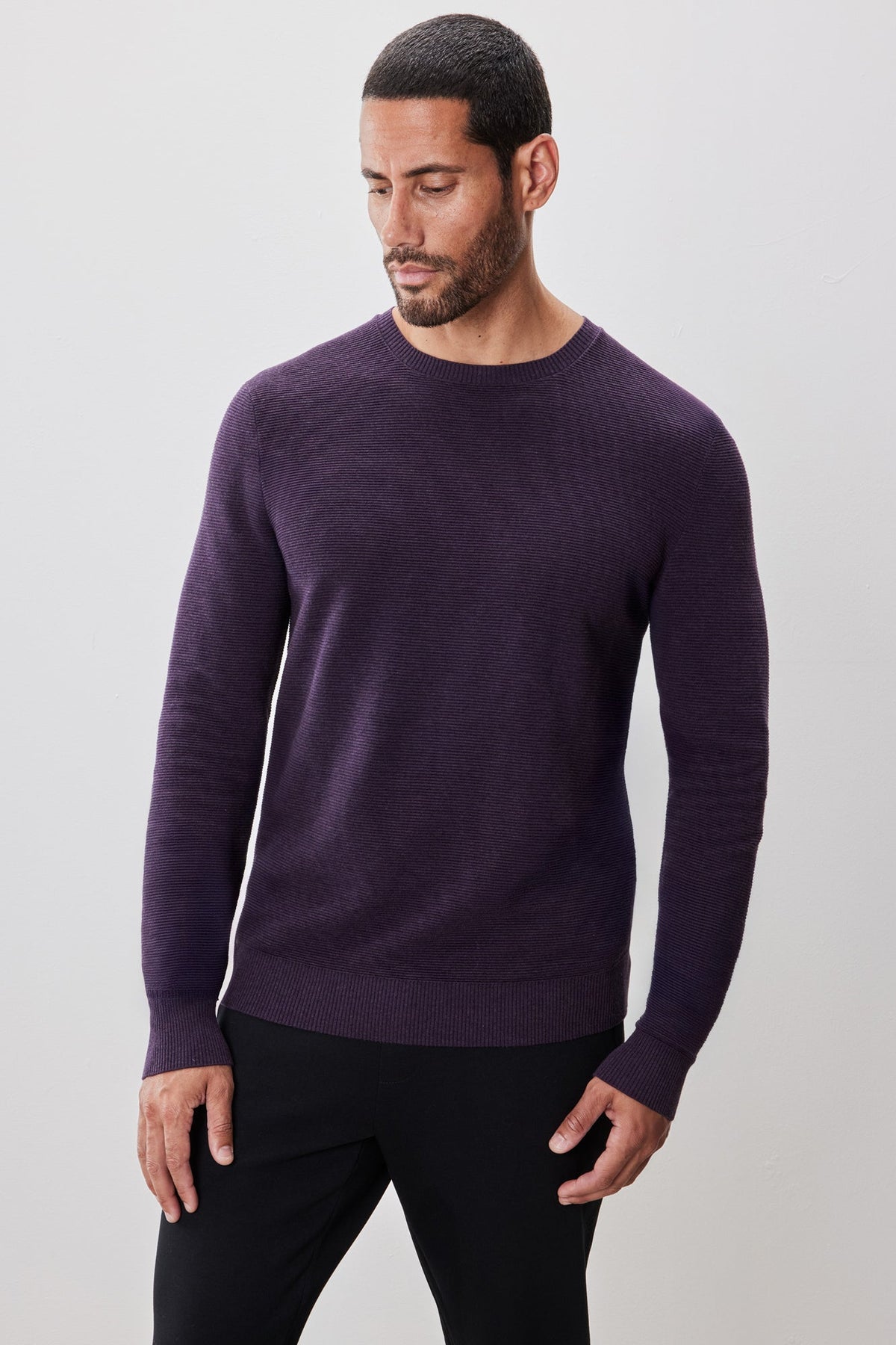 Chandail à manches longues col rond pour homme par Robert Barakett | Enrique RB52270 Violet | Machemise.ca, vêtements mode pour hommes
