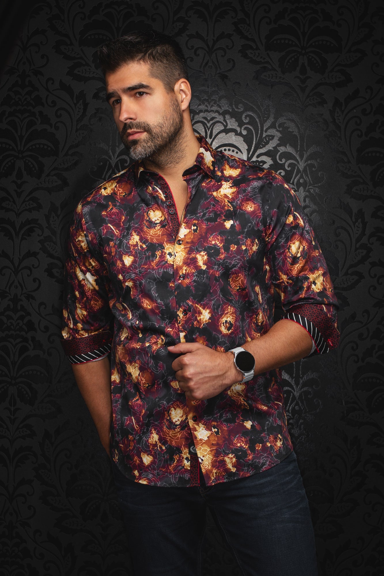 Chemise manches longues pour homme par Au Noir | ROSARUGOSA Noir Rouille | Machemise.ca, inventaire complet de la marque Au Noir