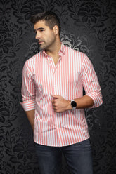 Chemise manches longues en Knit extensible pour homme par Au Noir | TELLY Corail | Machemise.ca, inventaire complet de la marque Au Noir