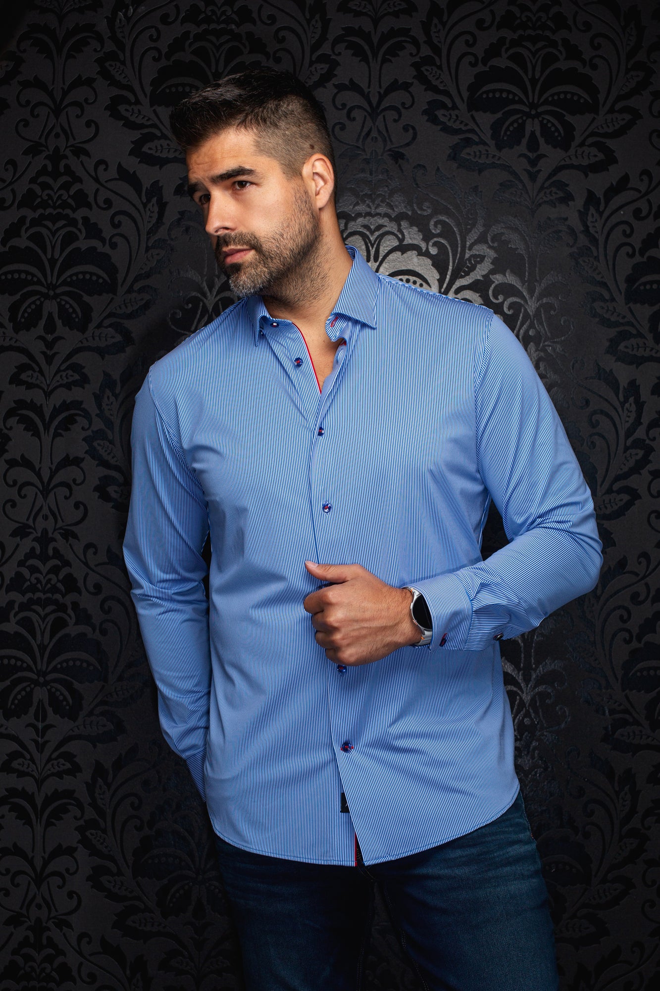 Chemise en nylon pour homme par Au Noir | VOLTA Bleu | Machemise.ca, inventaire complet de la marque Au Noir