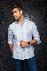 Chemise manches longues en Knit extensible pour homme par Au Noir | TITO Bleu Ciel | Machemise.ca, inventaire complet de la marque Au Noir
