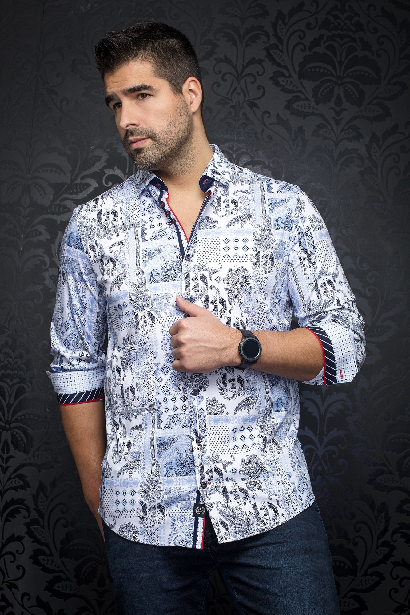 Chemise manches longues en Knit pour homme par Au Noir | BORNEO light blue | Machemise.ca, inventaire complet de la marque Au Noir