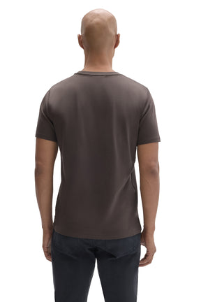 Back view of men's dark taupe brown short sleeve crewneck T-Shirt with a straight hem by Robert Barakett