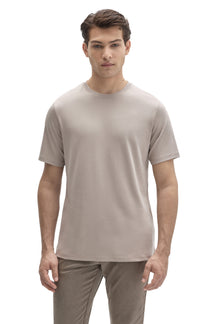 Robert Barakett men's light taupe short sleeve crewneck T-Shirt with straight stitched hem shown from the front
