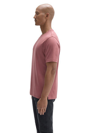 Robert Barakett men's dusty pink crewneck Short-sleeve T-Shirt showing, straight hem and shoulder seam, side view
