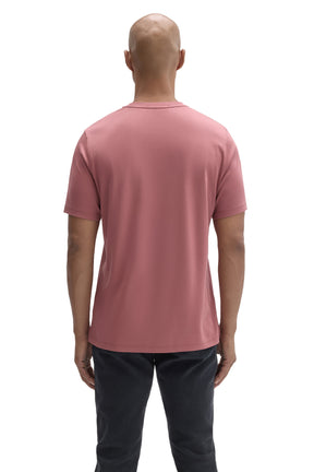 Robert Barakett men's dusty pink short sleeve crewneck T-Shirt with tonal seams and straight hem shown from the back