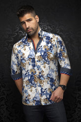 Long sleeve shirt for men by Au Noir | ACE Navy Tobacco | Menshirt.com, complete inventory of the Au Noir brand