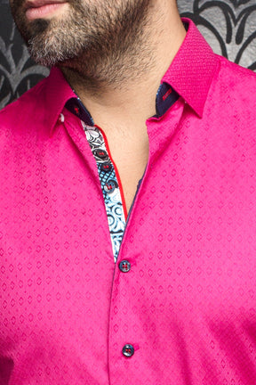 Long sleeve shirt for men by Au Noir | ADJANI Fuchsia | Menshirt, complete inventory of the Au Noir brand