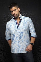 Knit long sleeve shirt for men by Au Noir | ADRIEN Light Blue | Menshirt, complete inventory of the Au Noir brand
