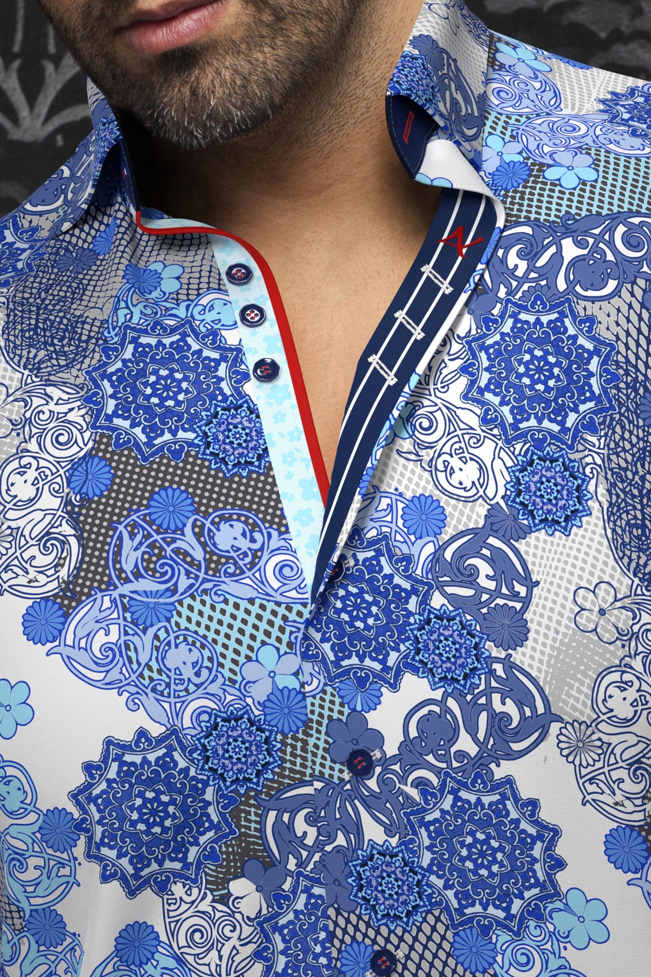 Knit long sleeve shirt for men by Au Noir | ALBORI White Blue | Menshirt.com, complete inventory of the Au Noir brand