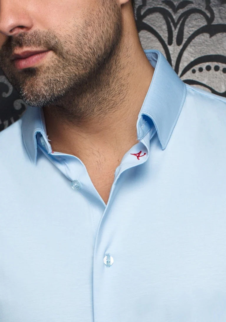 Chemise manches courtes en Knit pour homme par Au Noir | ALEX (SS) SLD Bleu Clair | Machemise.ca, inventaire complet de la marque Au Noir