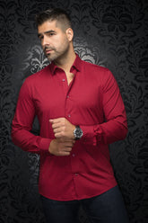 Knit long sleeve shirt for men by Au Noir | ALEXANDER NDL Burgundy | Menshirt, complete inventory of the Au Noir brand