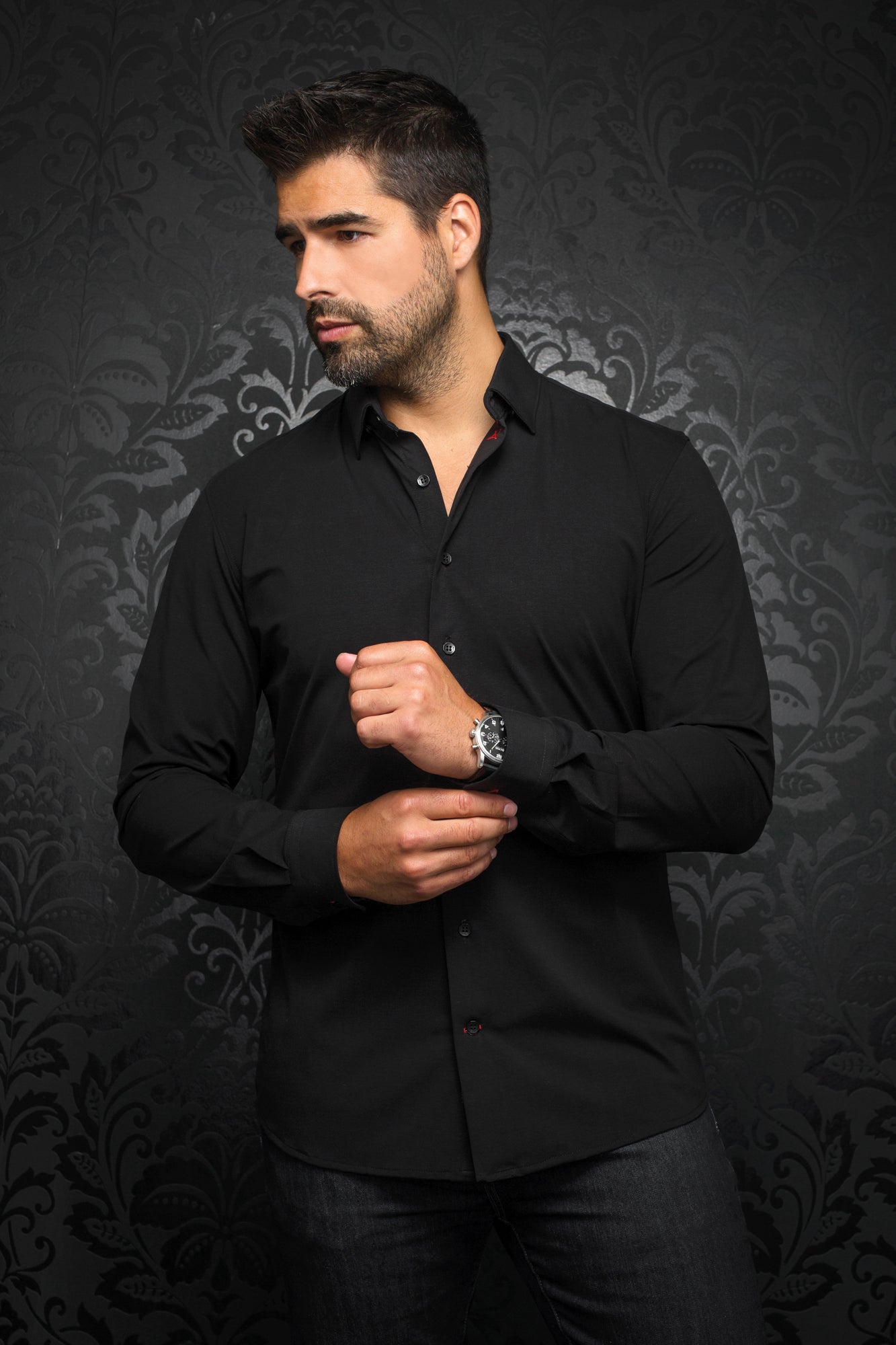 Chemise manches longues en Knit pour homme par Au Noir | ALEXANDER SDL Noir | Machemise.ca, inventaire complet de la marque Au Noir