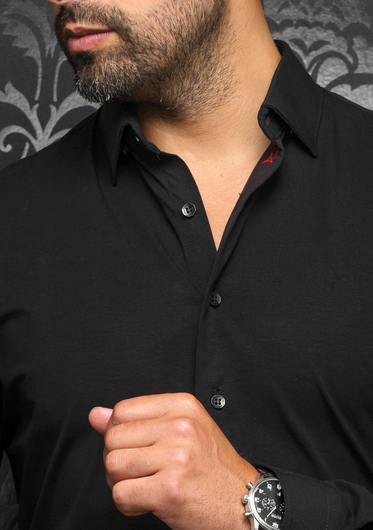 Chemise manches longues en Knit pour homme par Au Noir | ALEXANDER SDL Noir | Machemise.ca, inventaire complet de la marque Au Noir