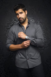 Chemise manches courtes en Knit pour homme par Au Noir | ALEX (SS) SLD Gris Foncé | Machemise.ca, inventaire complet de la marque Au Noir