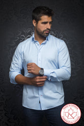 Chemise manches longues en Knit fabriquée au Canada pour homme par Au Noir | ALEXANDER Lt-Bleu/ltblue  | Machemise.ca, inventaire complet de la marque Au Noir