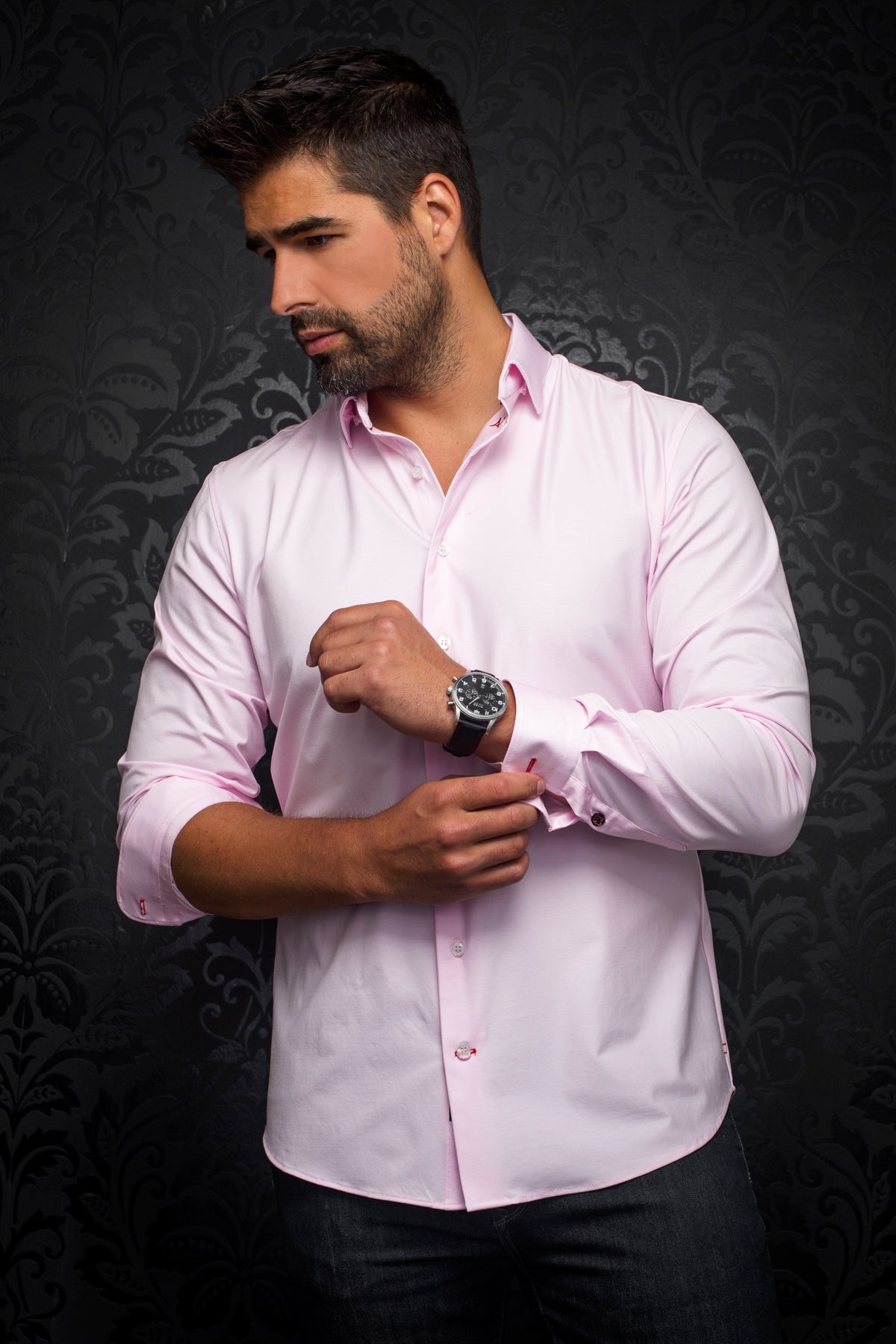 Chemise manches longues en Knit pour homme par Au Noir | ALEXANDER SDL Rose | Machemise.ca, inventaire complet de la marque Au Noir