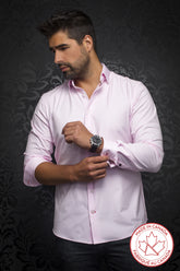 Chemise manches longues en Knit fabriquée au Canada pour homme par Au Noir | ALEXANDER Rose/pink | Machemise.ca, inventaire complet de la marque Au Noir