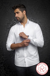 Chemise manches longues en Knit fabriquée au Canada pour homme par Au Noir | ALEXANDER Blanc/white | Machemise.ca, inventaire complet de la marque Au Noir