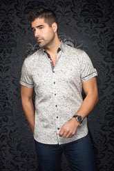 Short sleeve shirt for men by Au Noir | ALFIERI(SS) Stone | Menshirt, complete inventory of the Au Noir brand