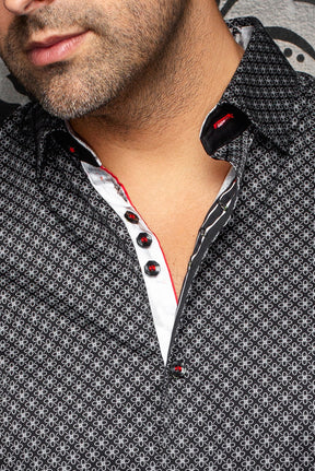 Chemise manches courtes en coton extensible pour homme par Au Noir | ALONA (SS) Noir | Machemise.ca, inventaire complet de la marque Au Noir