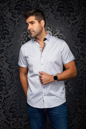 Chemise manches courtes en coton extensible pour homme par Au Noir | ALONA (SS) Blanc | Machemise.ca, inventaire complet de la marque Au Noir