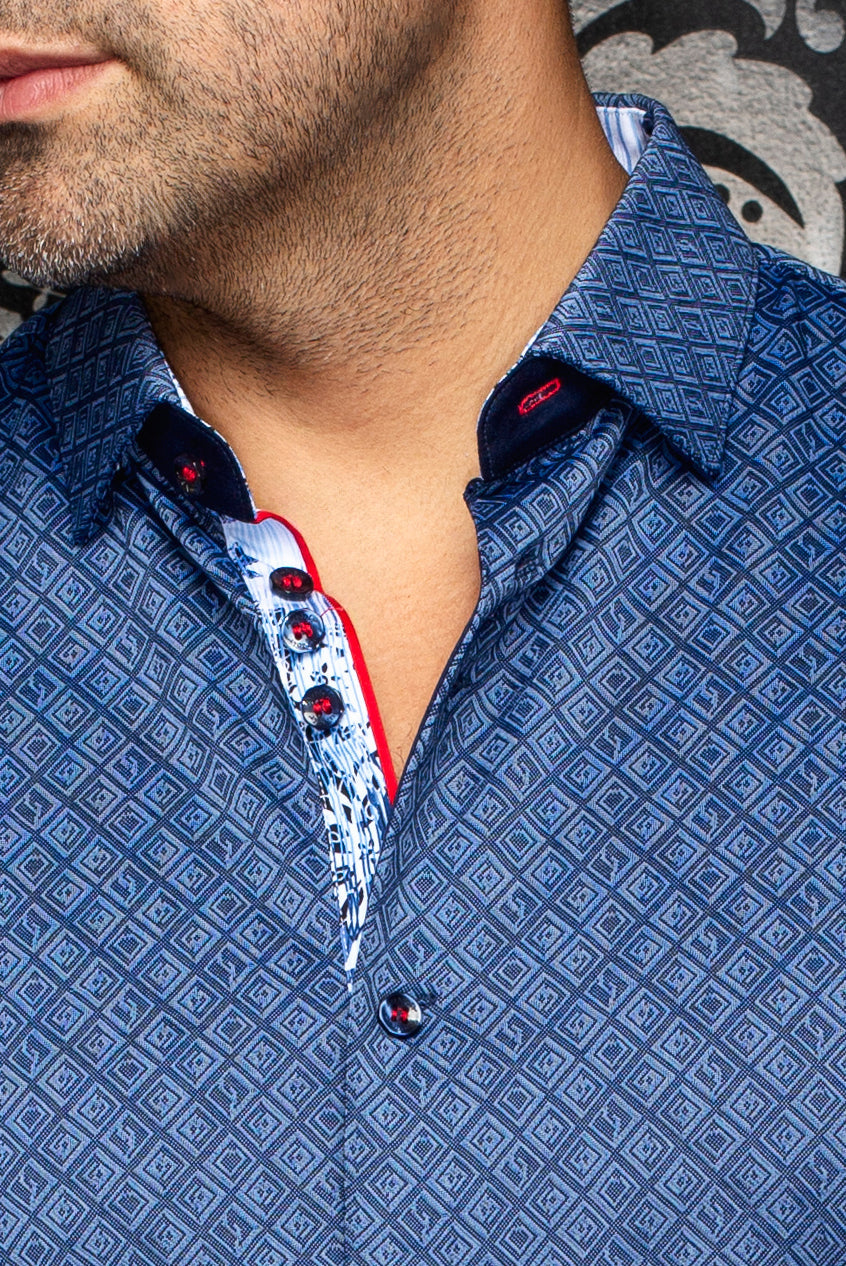 Chemise manches courtes en Knit extensible pour homme par Au Noir | ATACAMA (SS) Marine | Machemise.ca, inventaire complet de la marque Au Noir