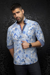 Knit long sleeve shirt for men by Au Noir | AVALON Light Blue | Menshirt, complete inventory of the Au Noir brand